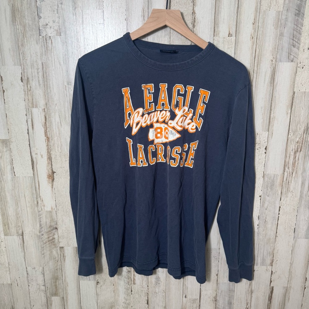 Vintage Y2K American Eagle Lacrosse Beaver Lake Long Sleeve Tee‎ Mens Size Small
